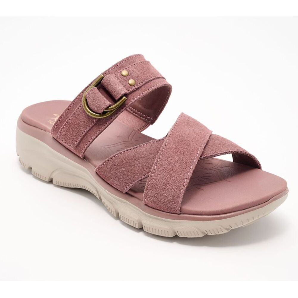 Skechers Women's Sz 10 Easy Going Adjustable Suede Sandals -Simply Purple